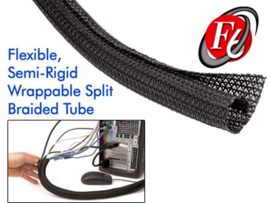 1 1/2 Inch Black F6 Braided Sleeve - Secure™ Cable Ties