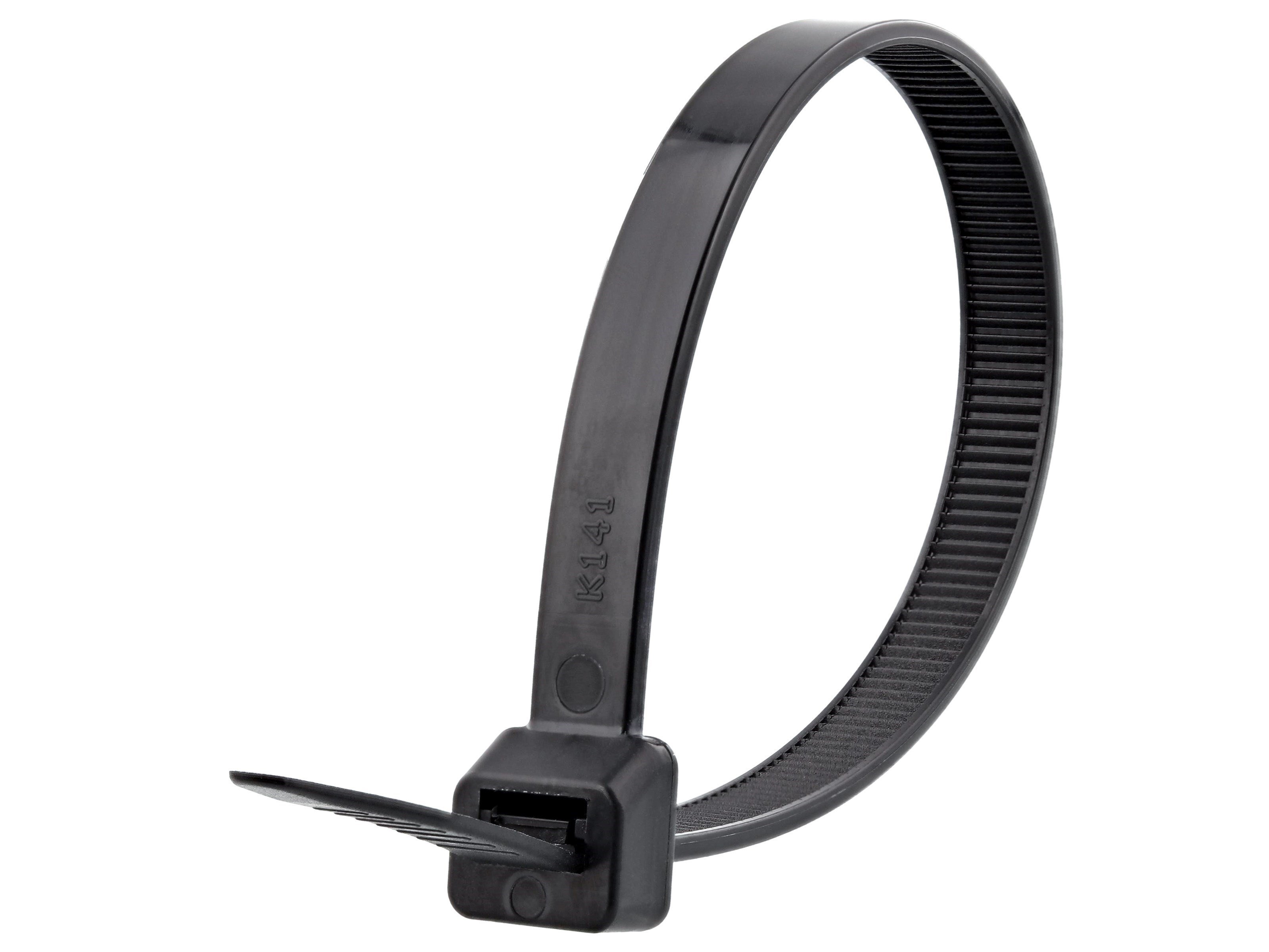 8 Inch Black UV Heavy Duty Cable Tie - 100 Pack
