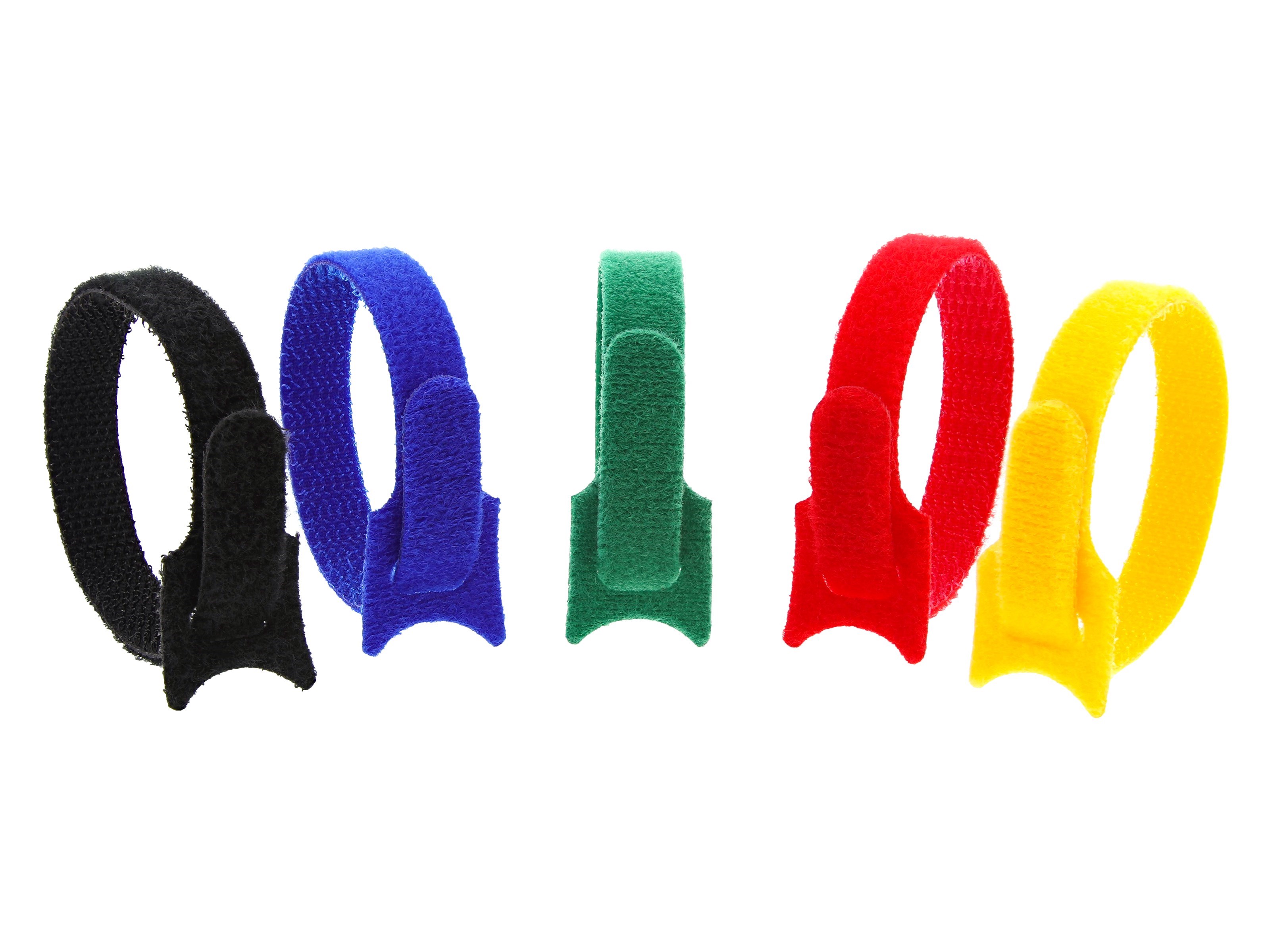 8 Inch Multi-colored Hook and Loop Tie Wraps - 50 Pack